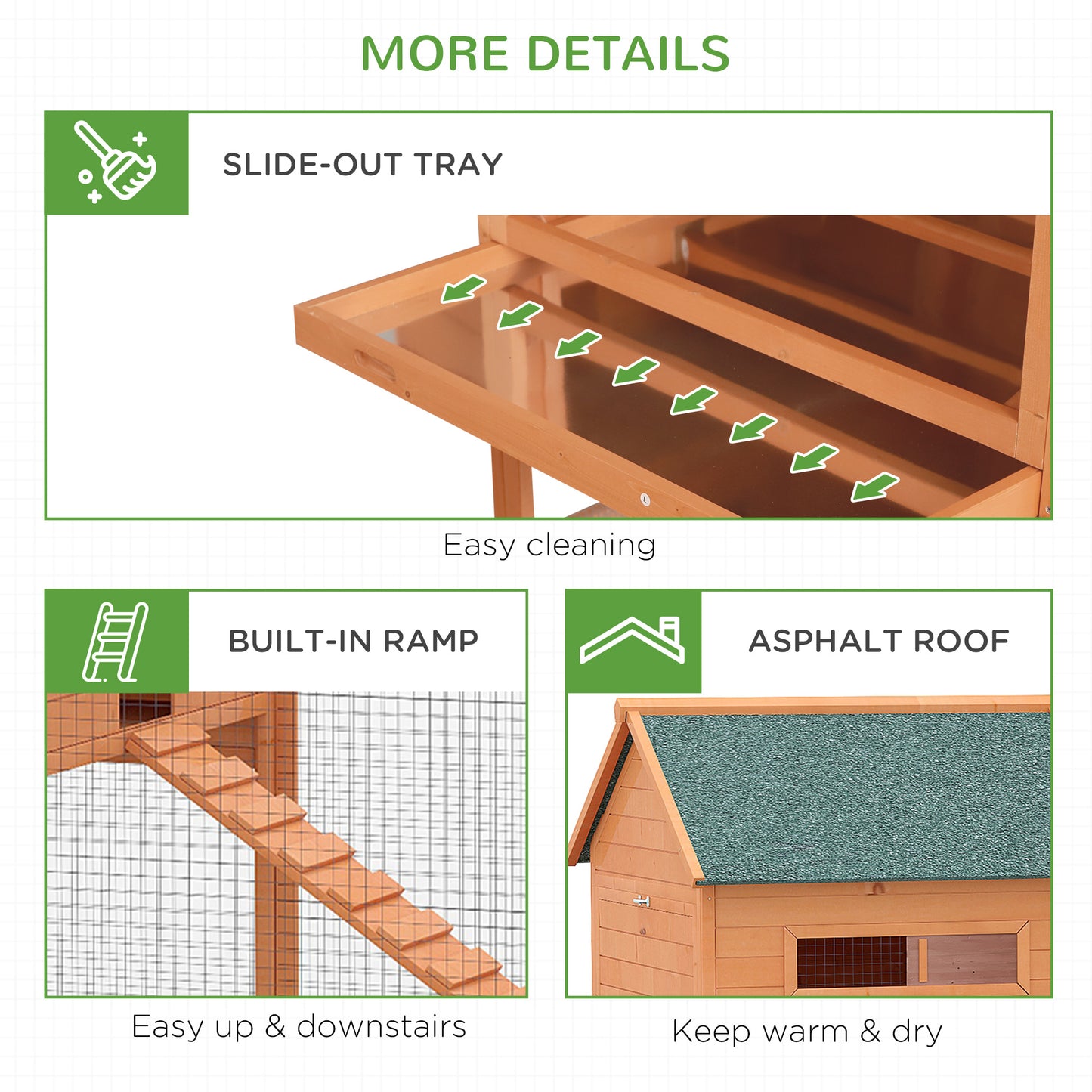 137 Chicken Coop For 8-10 Chickens, Wood Chicken House, Lockable Chicken Coop Kit With Nesting Box & Run, For Backyard, Orange
