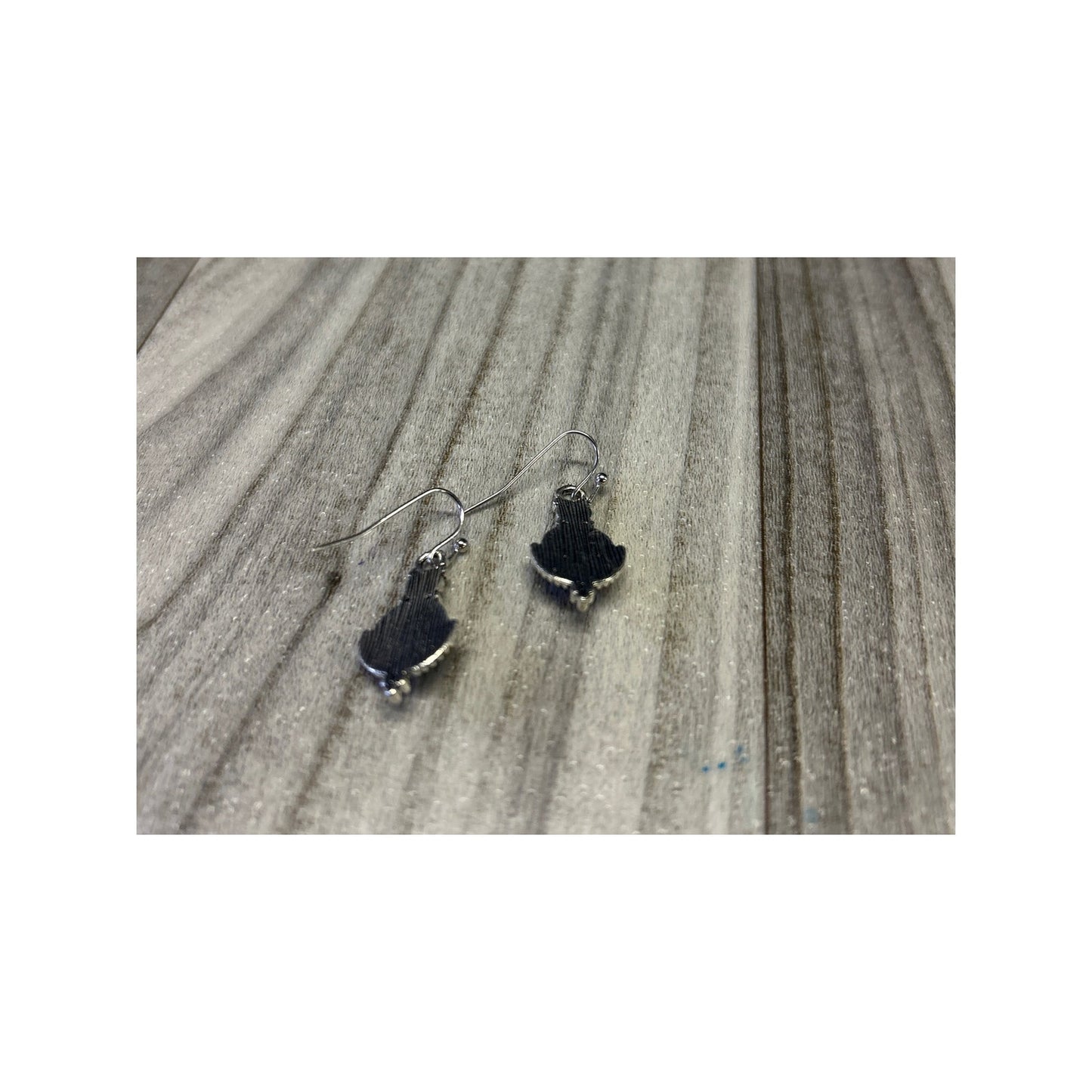 Silver Round stone drop earrings