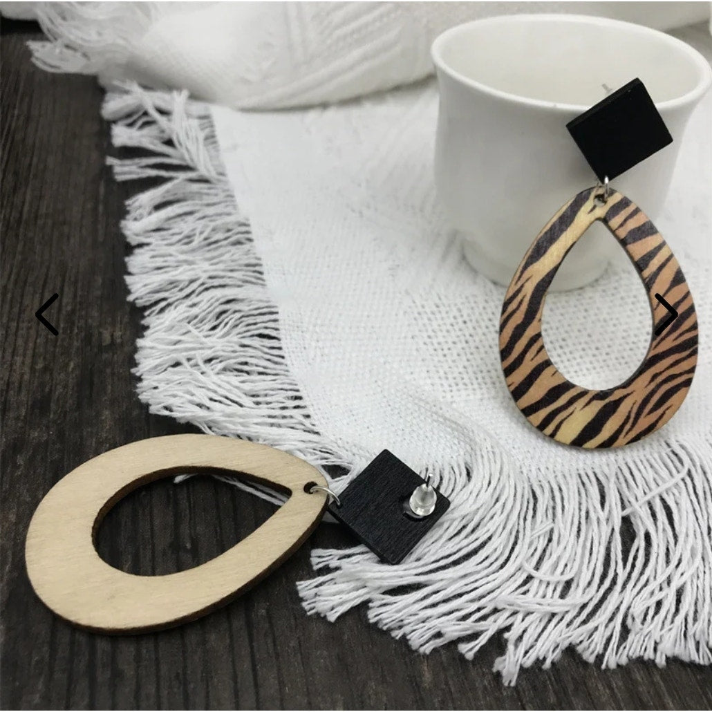 Leopard Pattern Vintage inspired Wood Earrings