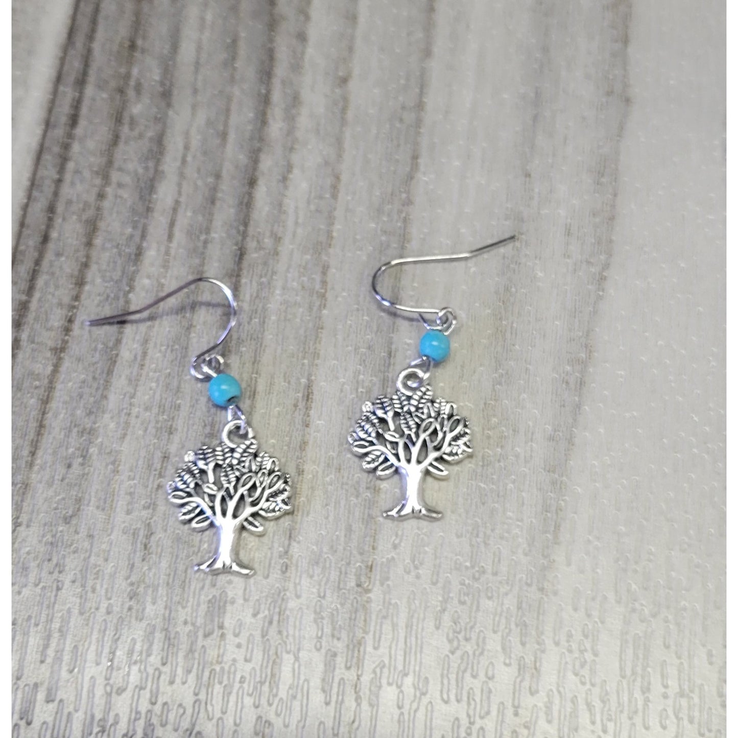 Turquoise and Silver Tree of Life earrings