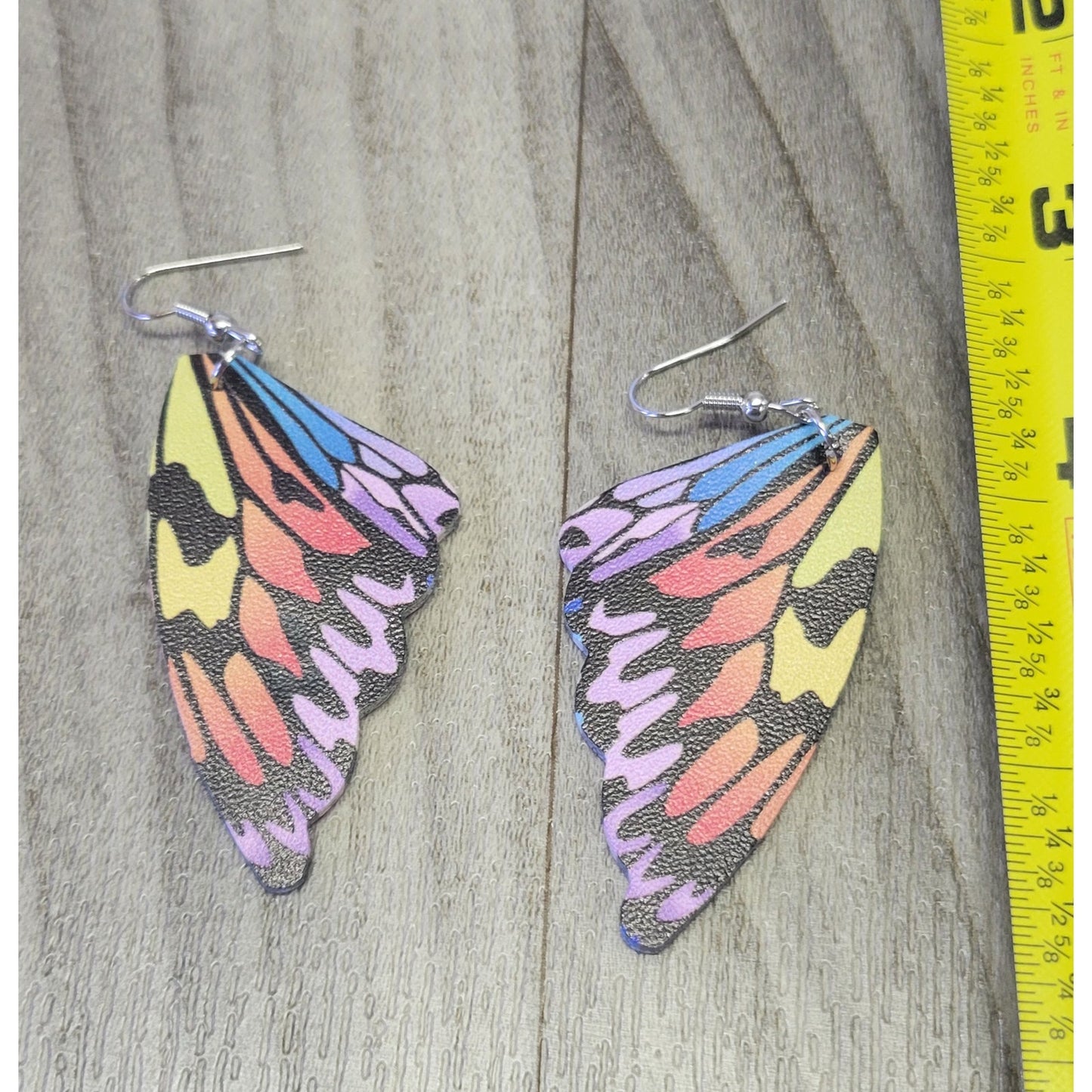 Faux Leather Butterfly  Wings Earrings 2"