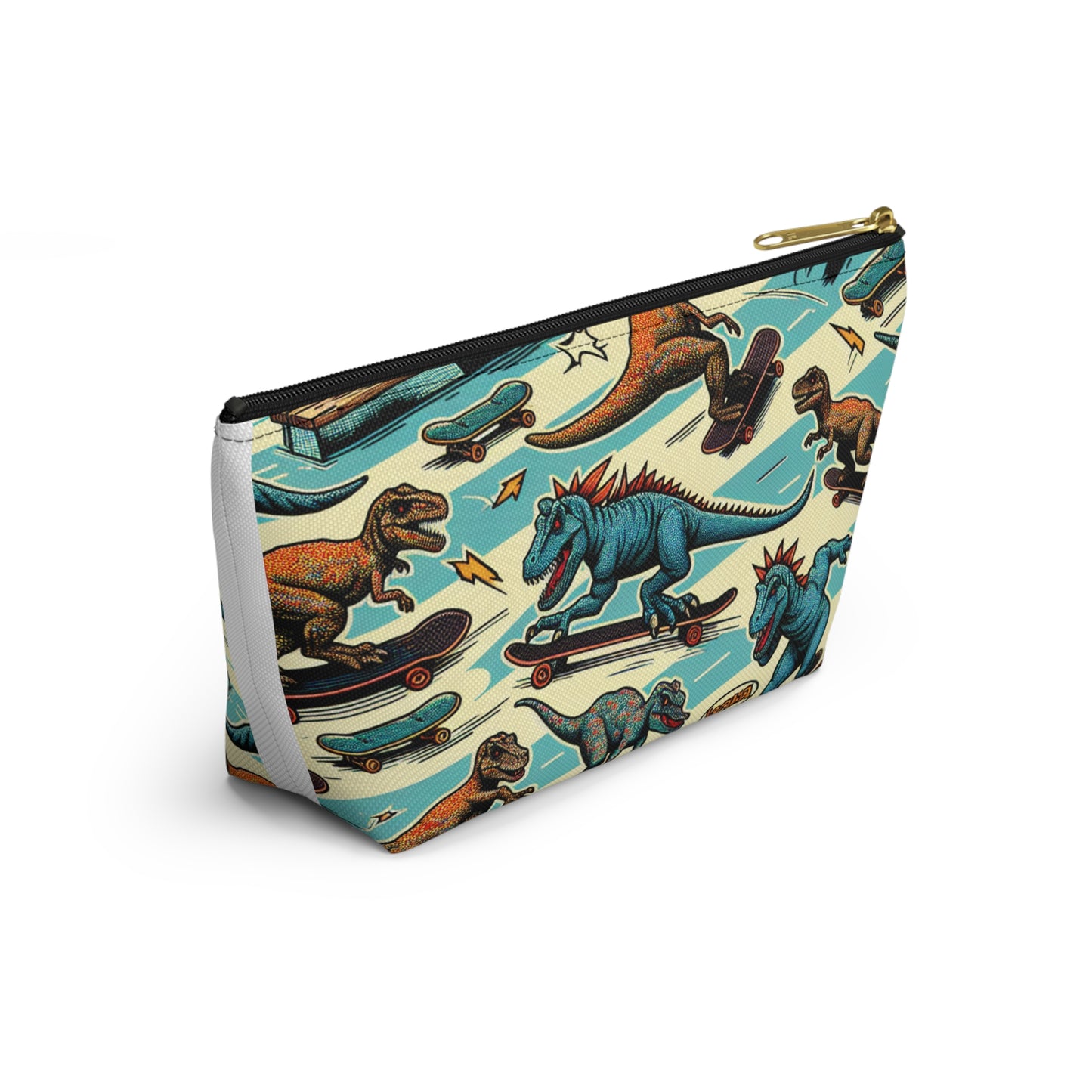 A Fun Dinosaurs on skateboards Accessory Pouch w T-bottom Great for any little boy