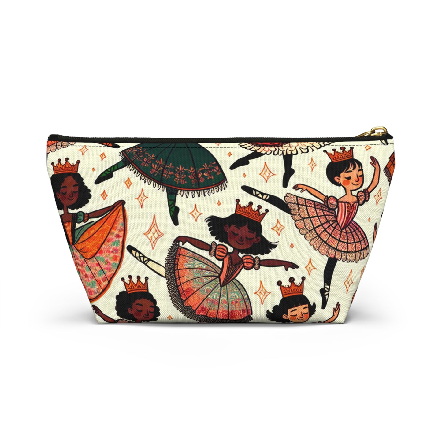 Dancing Girl Ballerinas with Crowns Accessory Pouch w T-bottom