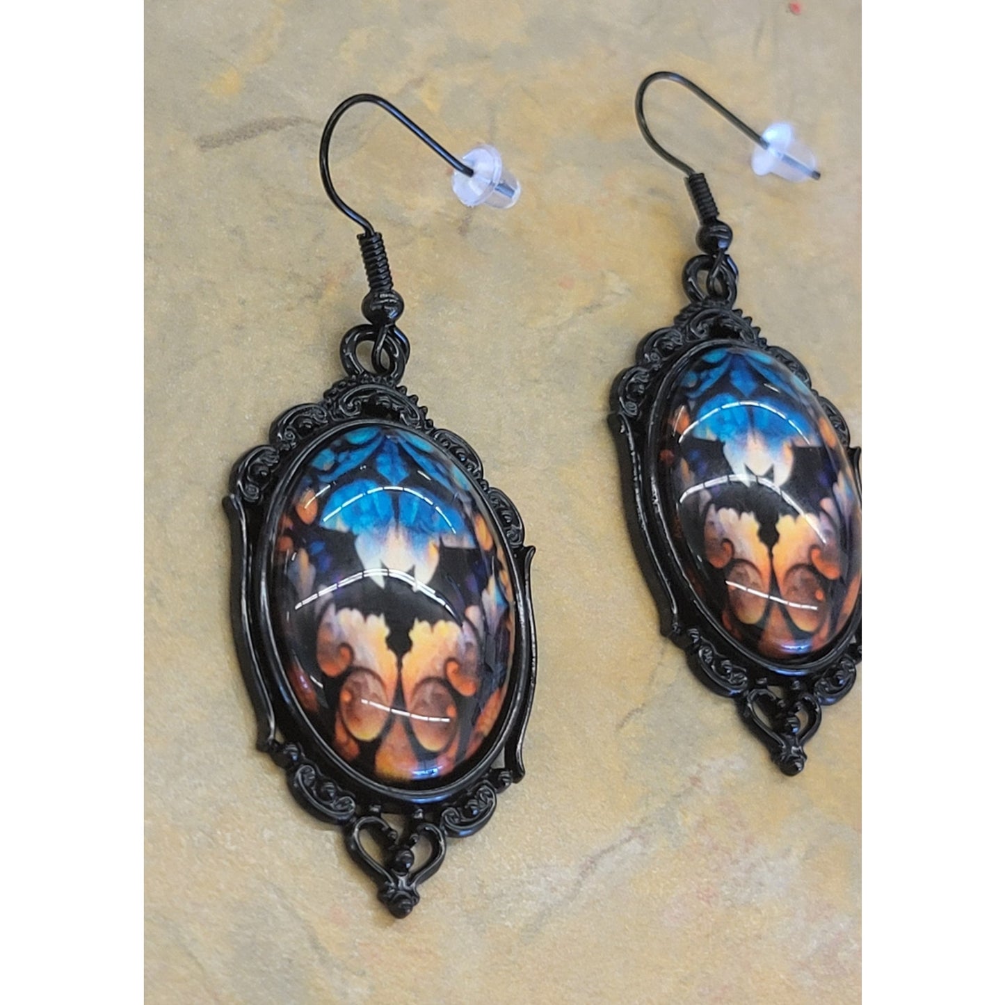 Domed Gothic Bat Earrings Halloween Earrings, Fall Gifts, Costume Bats