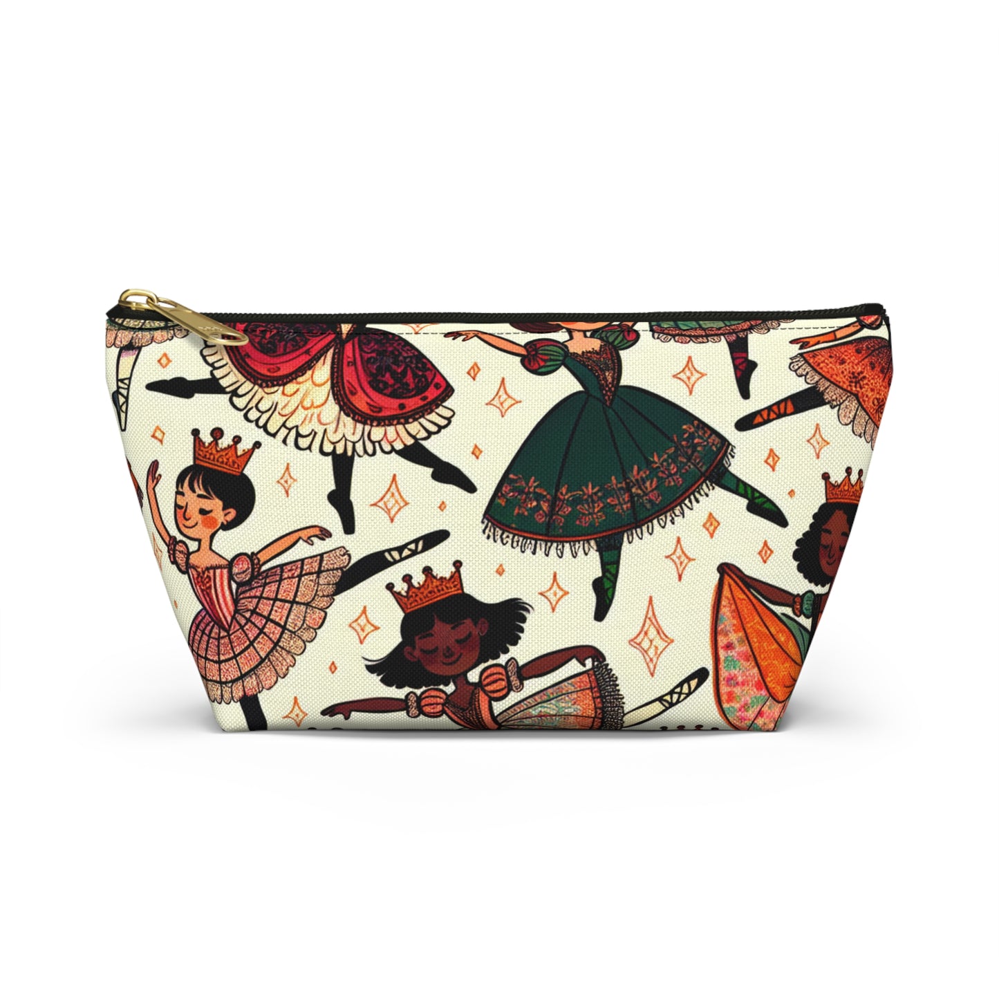 Dancing Girl Ballerinas with Crowns Accessory Pouch w T-bottom