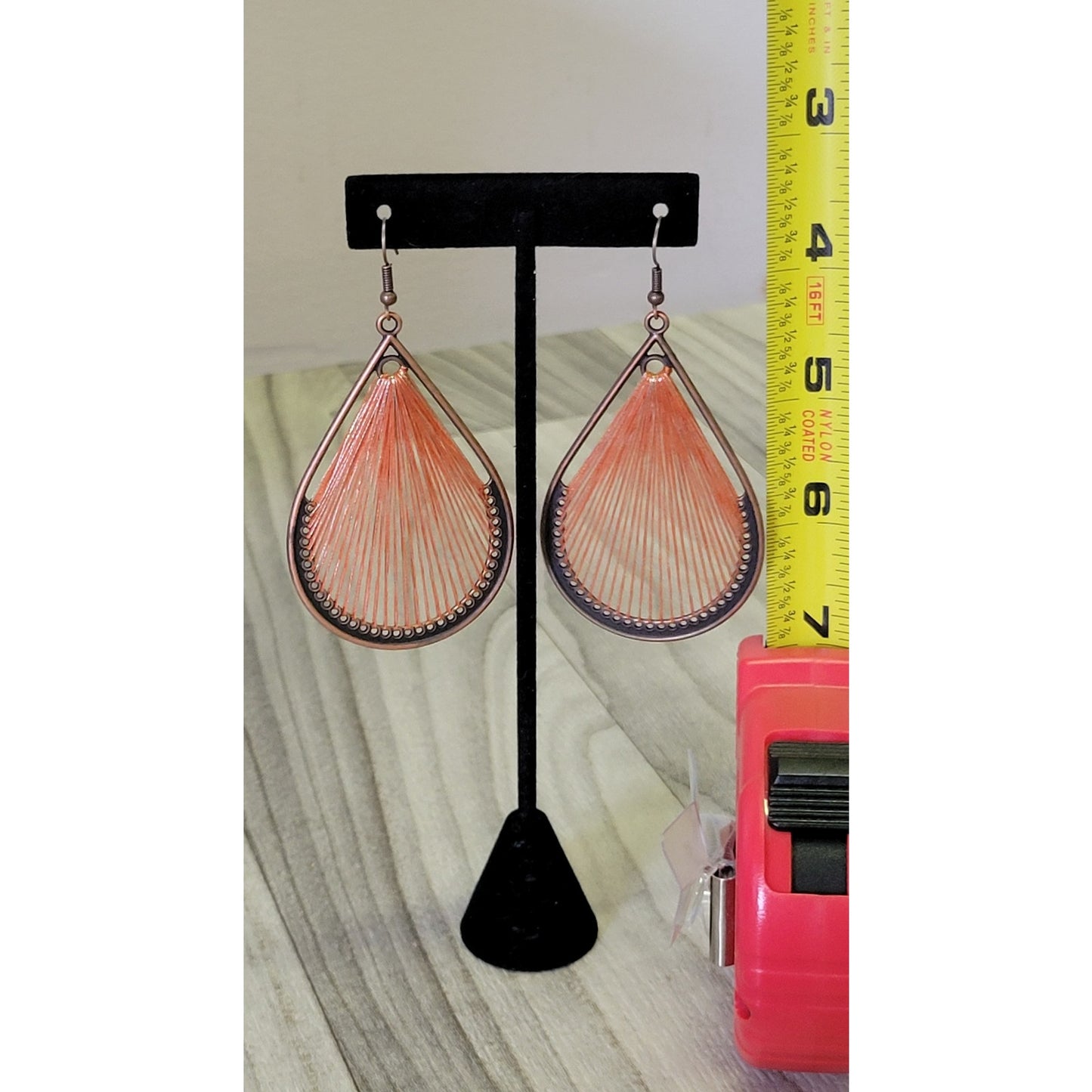 Orange Tear drop Boho statement earrings