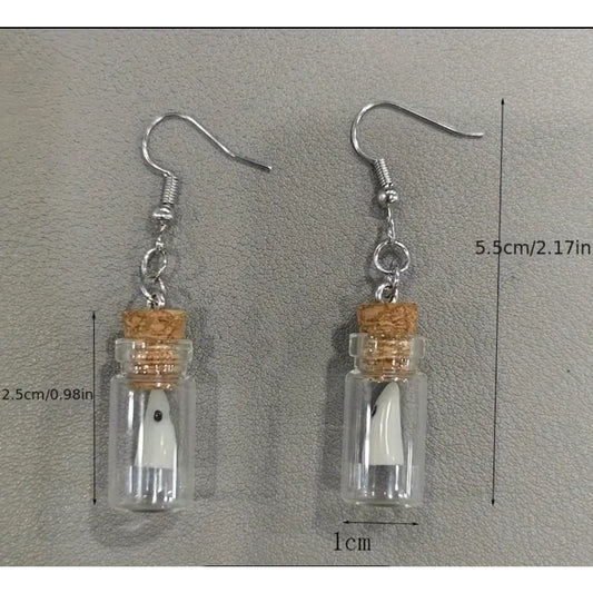 Glow in the Dark Ghost in a Bottle earrings