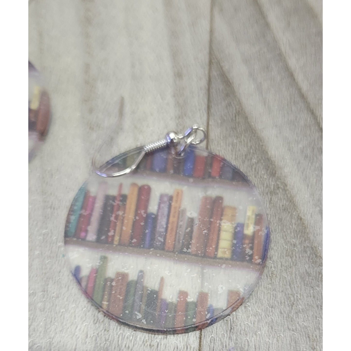 Circle acrylic book earrings