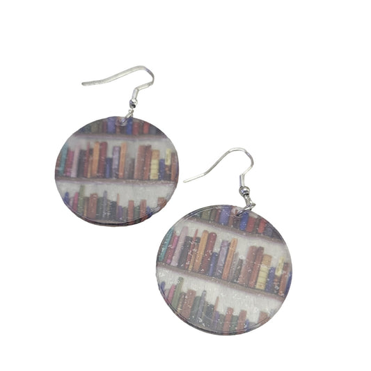 Circle acrylic book earrings