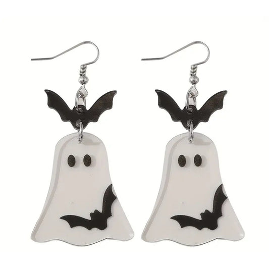 Acrylic ghost earrings with bats