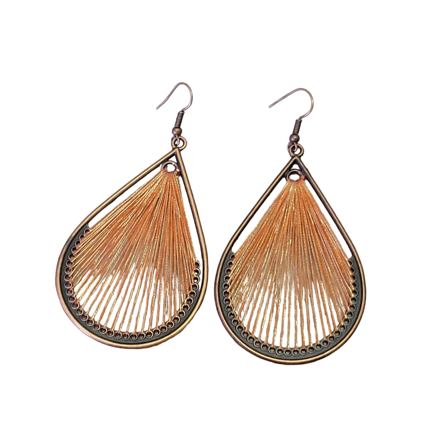 Orange Tear drop Boho statement earrings