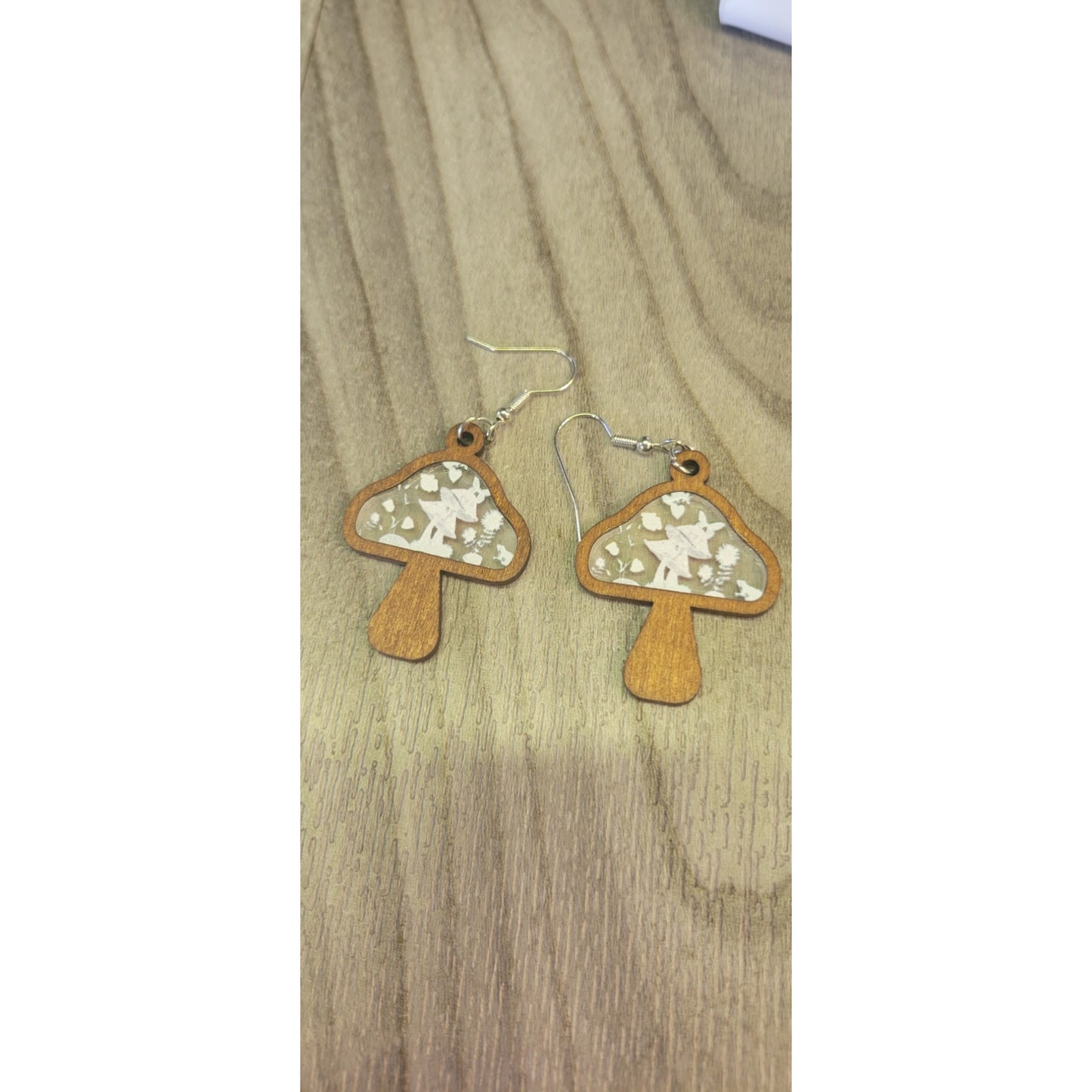 Mushroom flower hipster dangle earrings