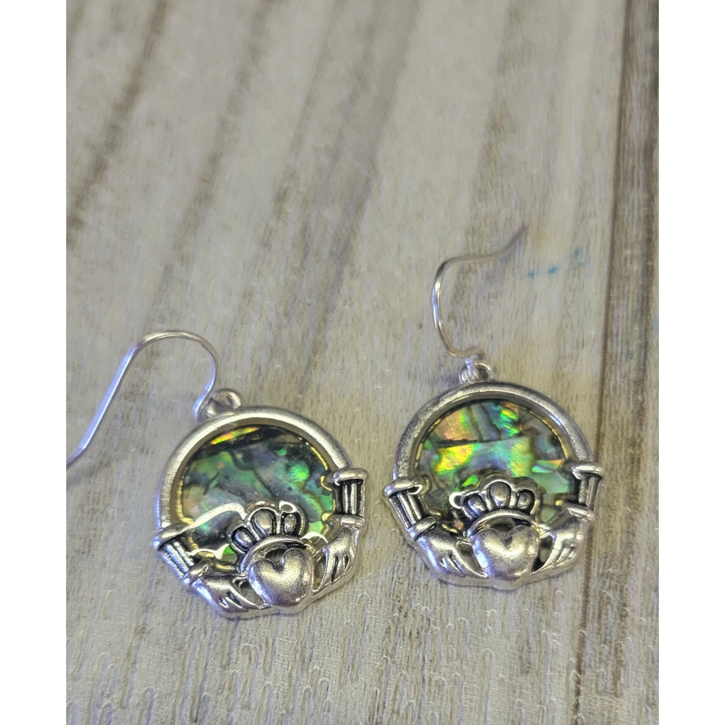 Claddagh abalone earrings