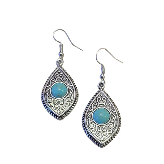 Silver and turquoise dangle earrings