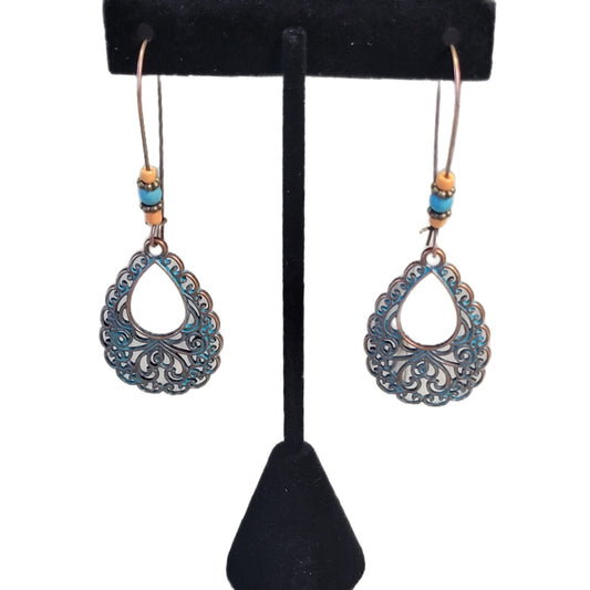 Vintage Copper & Turquoise Drop Bohemian earrings