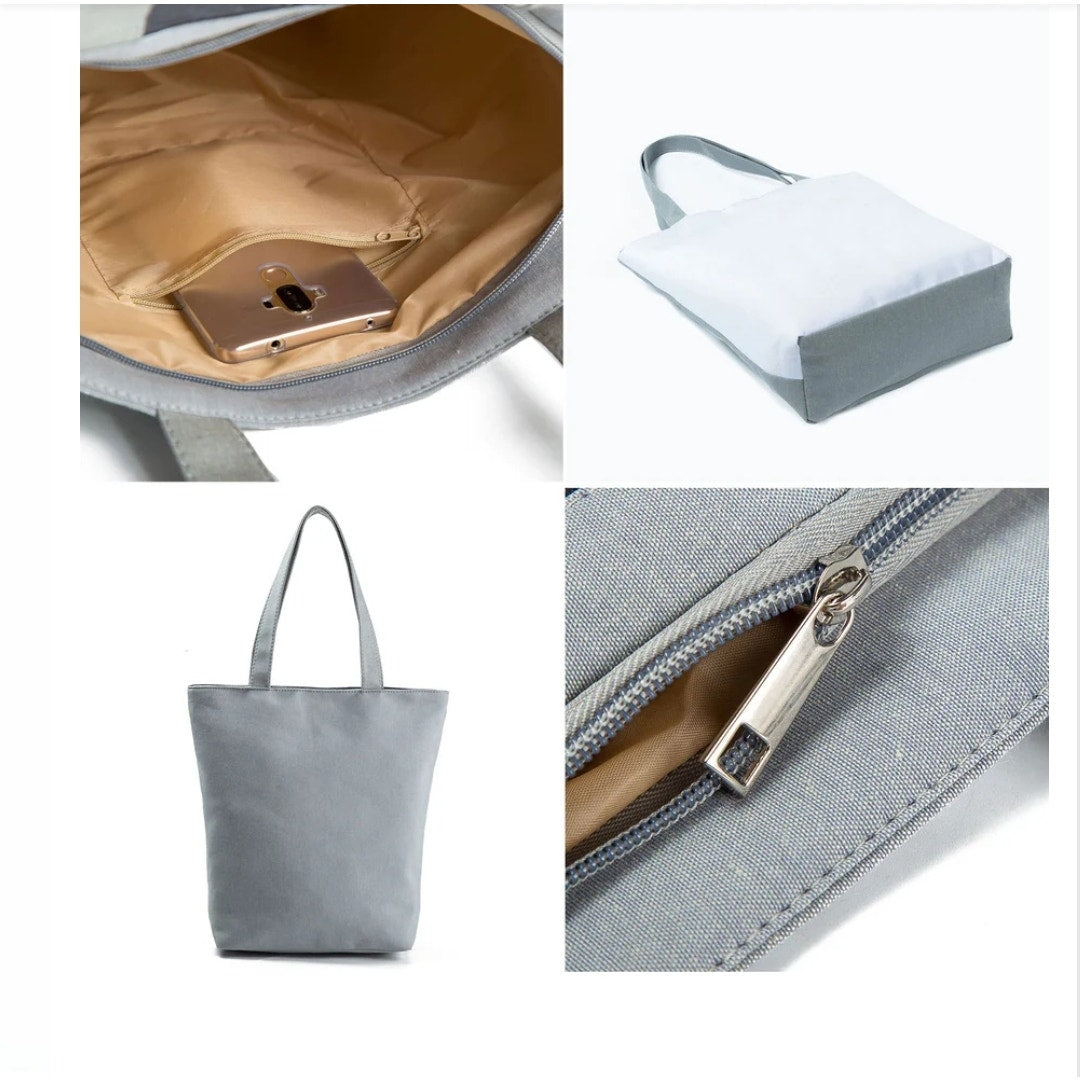 Elephant Standing Under a Tree Print Tote Bag Polyester with Zipper