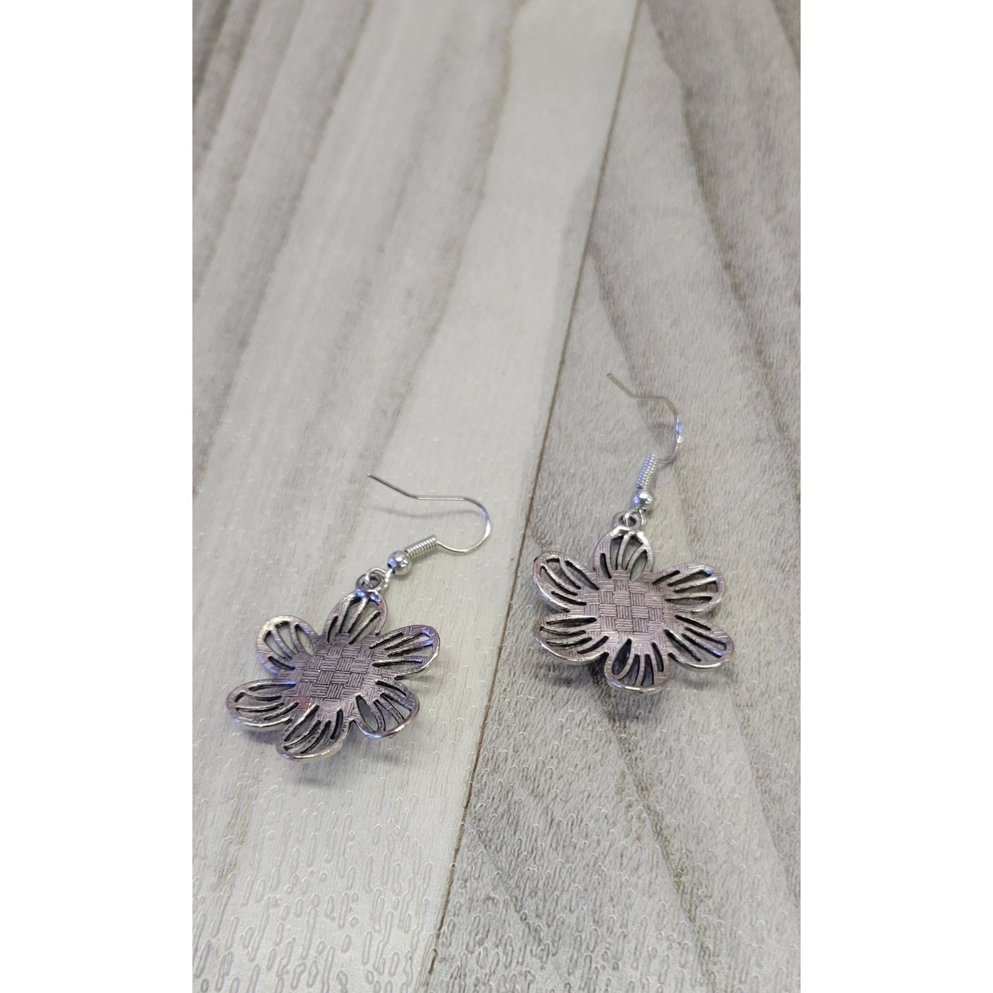 Silver and Turquoise Flower dangle earrings