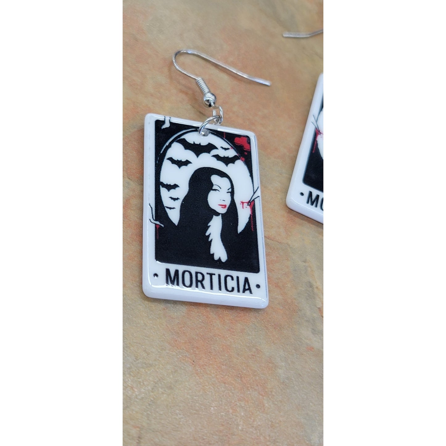 Morticia Square Double sided earrings Halloween Gothic Earrings