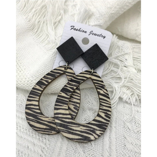 Vintage Leopard Print Wood earrings lightweight