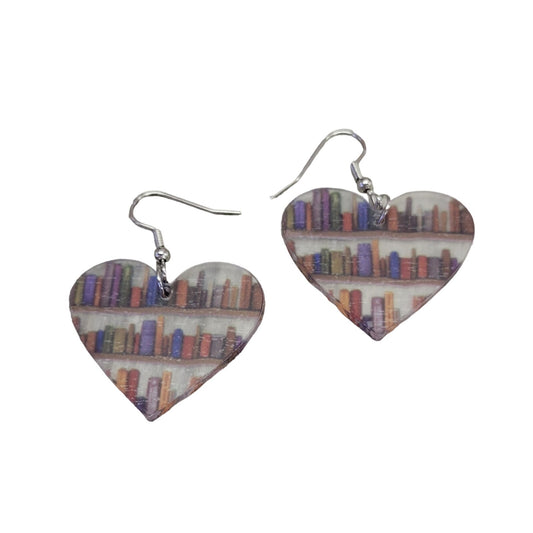 Heart acrylic book earrings